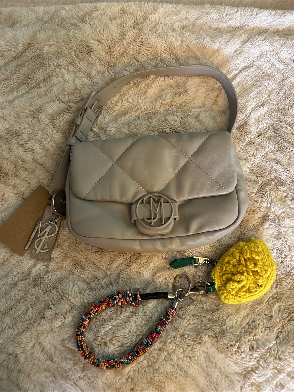 Quilted Shoulder Bag in Light Taupe
